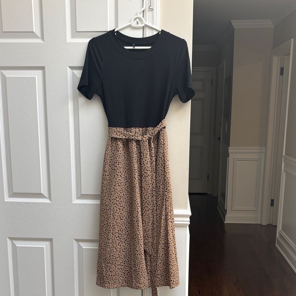 Amazon Black and Tan Midi Dress